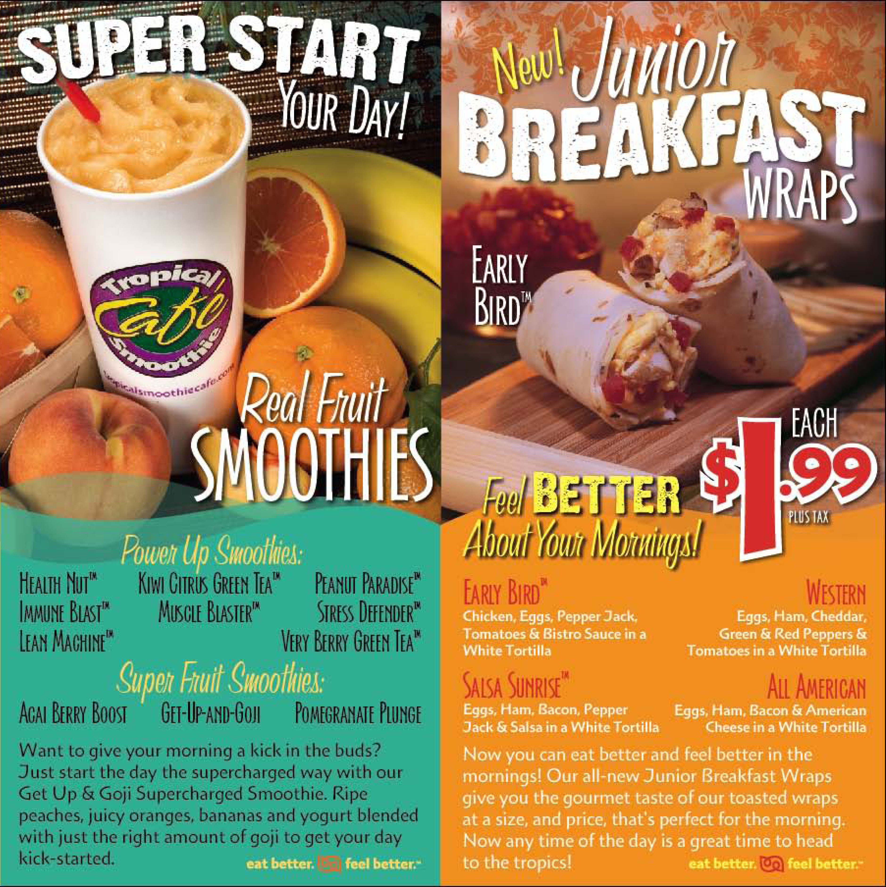 Tropical Smoothie Breakfast Specials